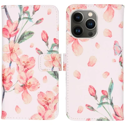 Afbeelding van iMoshion Hoesje Geschikt voor iPhone 13 Pro Met Pasjeshouder Design Softcase Bookcase Wit / White Graphic