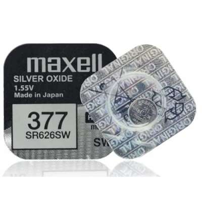 Afbeelding van Maxell 377 SR626SW horlogebatterijen, zilveroxide, 0% kwik, 2 stuks