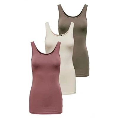 Afbeelding van ONLY Onllive Love Noos Tanktop voor dames, Groen/blauw (1 x salie/1 balsem groen/1 China)
