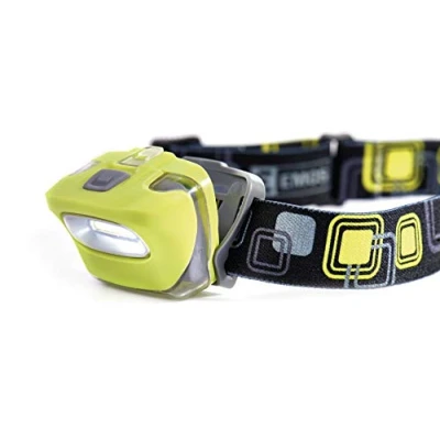 Afbeelding van EMOS E 1450 COB Led hoofdlamp voor buiten, IP44, waterdicht en schokbestendig, lichtbereik 17 m, looptijd 38 uur, 150 lm, 2 W, 4 x 5,9 cm, geel