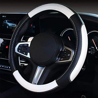 Afbeelding van Coofig Stuurhoes met duurzaam kunstleer, universeel, 38 cm (15 inch), geschikt voor auto, vrachtwagen, SUV, ademend, antislip, dames en heren