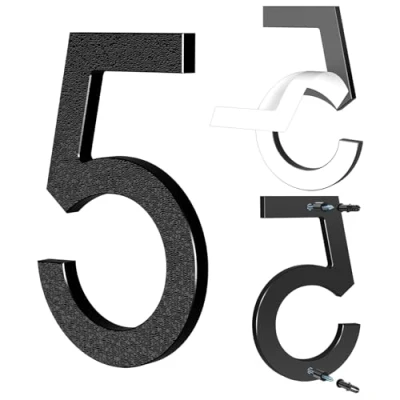 Afbeelding van Yafimea Huisnummer zwart 15 cm ABS kunststof 3D look nummer 5