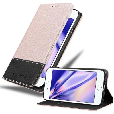 Afbeelding van Cadorabo Hoesje geschikt voor Apple iPhone 6 / 6S in ROSE GOUD ZWART Beschermhoes met magnetische sluiting, standfunctie en kaartvakje Book Case Cover Etui