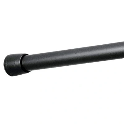 Afbeelding van iDesign 78474EU Cameo optrekstang voor douchegordijn, buis, voetafdekking SteelFeet inzetstuk PVCSleeve PP, mat, zwart, 66 107 cm
