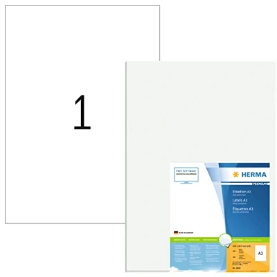 Afbeelding van HERMA Premium Permanente kleeflaag wit A3 (297 x 420 mm) 100 stuks (100 vel(len) 1) etiketten