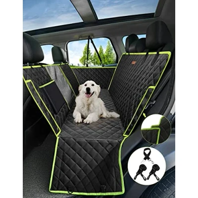 Afbeelding van nzonpet 4 in 1 autostoelhoes voor honden, 100% waterdicht, krasbestendig, hondenhangmat met groot gaasvenster, duurzame antislip, achterbankhoes huisdieren, auto&#039;s, vrachtwagens, SUV&#039;s, groen
