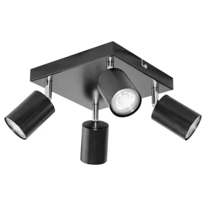 Afbeelding van Miratic Plafondlamp voor woonkamer plafondverlichting, wandlamp GU10, max. 4 x 50 W, plafondspots, draaibaar, verwisselbare lichtbron, lampen zijn niet in de set inbegrepen (zwart)