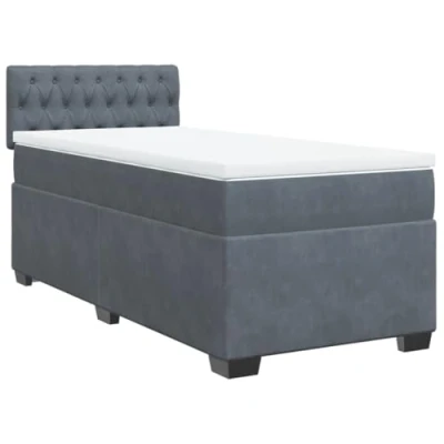 Afbeelding van vidaXL Boxspring met matras fluweel donkergrijs 100x200 cm