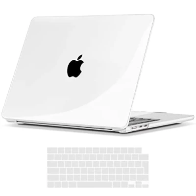 Image de TECOOL Coque compatible avec MacBook Air 15 Pouces M4 M3 M2 2025 2024 2023 (A3241 A3114 A2941), Rigide en Plastique Fine et Protection Clavier (UE AZERTY), Transparente Clair