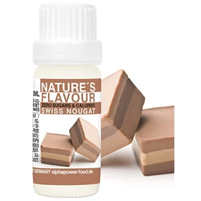 Image de ALPHAPOWER FOOD Arôme alimentaire naturel nougat suisse I liquide gouttes aromatisantes et édulcorant sans sucre, 1x10ml goût délicieux, vegan liquid sweetener Flavour Drops, Flavdrops