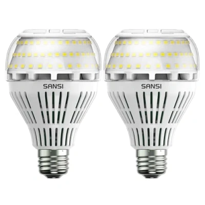 Afbeelding van SANSI Ledlampen, E27, dimbaar, 27 W, koudwit, komt overeen met 250 krachtige lampen, 4000 lumen, 5000 K, stralingshoek 270 graden, voor garage, keuken, slaapkamer, oprit, 2 stuks