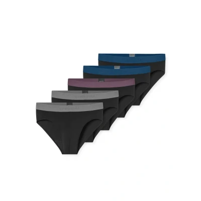 Afbeelding van Schiesser 5 PACK Slip, Heren, Maat: Large, Schwarz/grau/blau
