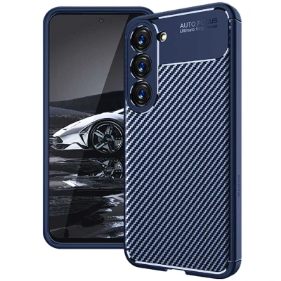 Afbeelding van iMoshion Hoesje Geschikt voor Samsung Galaxy S23 Siliconen Carbon Softcase Backcover Blauw