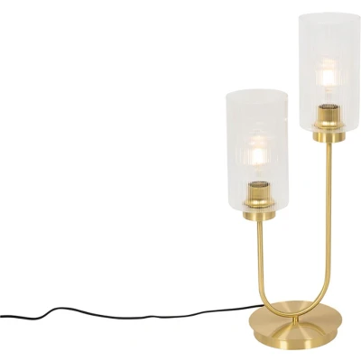 Afbeelding van QAZQA laura Art Deco Tafellamp 2 lichts H 64 cm Goud Woonkamer Slaapkamer Keuken
