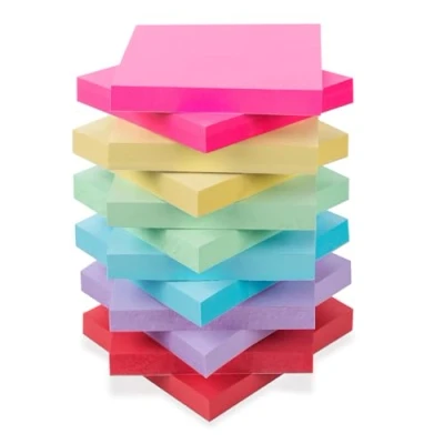 Afbeelding van Agoer Set van 12 zelfklevende notities, 76 x mm, notities in 6 kleuren, 100 vellen/pad kleurrijke sticky memopads, kantoorbenodigdheden, 1200 vellen/verpakking