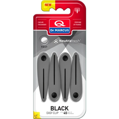 Afbeelding van Dr. Marcus Easy clip Black luchtverfrisser met neutrafresh technologie Autogeurtje voor in de auto Tot 45 dagen geurverspreiding per 4 clips sterktes