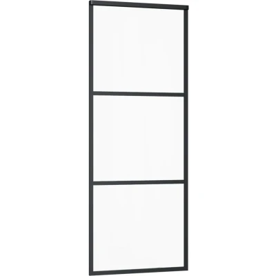 Afbeelding van Schuifdeur 90x205 cm ESG glas en aluminium zwart