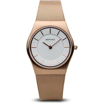 Afbeelding van BERING Dameshorloge analoog kwarts klassieke collectie roestvrij staal armband saffierglas 11930 366 Wit,