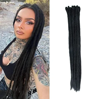 Afbeelding van Dsoar Dreadlocks 12 Strengen Synthetische 61 cm Extensions voor Heren/Dames Volledig Handgemaakte Hippie Hair