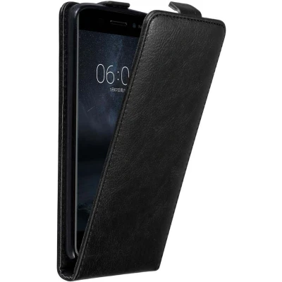 Afbeelding van Cadorabo Hoesje geschikt voor Nokia 6 2017 in ZWARTE NACHT Beschermhoes flip design Case Cover met magnetische sluiting