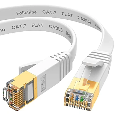 Afbeelding van Folishine Ethernet kabel, 5 m, Cat7, high speed internet met vergulde RJ45 stekker, afgeschermde LAN kabel voor netwerkswitch, sneller dan Cat5/Cat5e/Cat6 kabels, wit