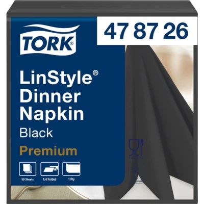 Afbeelding van Dinnerservetten Tork LinStyle 1/4 vouw 1 laags 50st zwart 478726