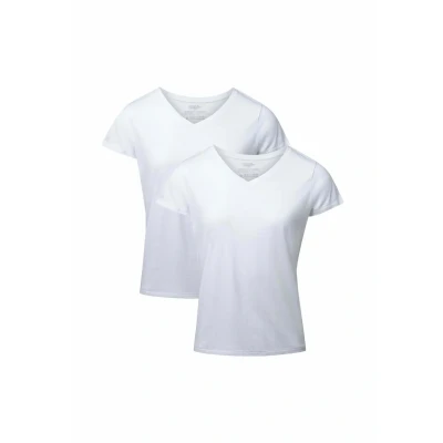 Afbeelding van DANISH ENDURANCE T Shirt V Hals Dames Wit 2 pack Maat L