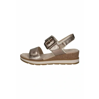 Afbeelding van Caprice Sandalen met plateauzool, Dames, Maat: 37, Taupe metallic Leer