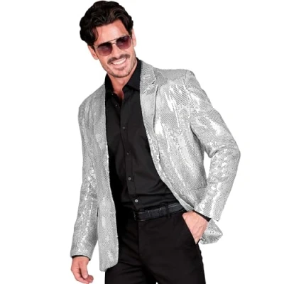 Afbeelding van Widmann Glitter &amp; Glamour Kostuum Pailletten Colbert Funky Showmaster Goud Man XXL Carnavalskleding Verkleedkleding
