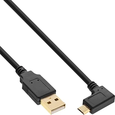 Afbeelding van USB Micro B haaks naar A kabel USB2.0 tot 2A / zwart 2 meter