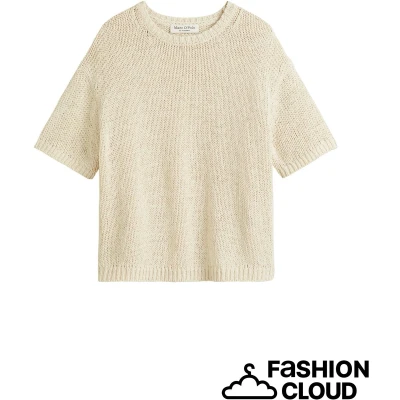 Afbeelding van Marc O&#039;Polo Short Sleeve Roundneck Tshirt print, Dames, Maat: Medium, Natural cotton