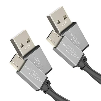 Afbeelding van KabelDirekt micro USB 2.0 kabel 2 x 1 m (High Speed data en oplaadkabel, geschikt voor smartphones tablets met USB, zwart/space grey) PRO Series