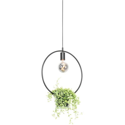 Afbeelding van QAZQA Moderne hanglamp zwart met glas rond Roslini