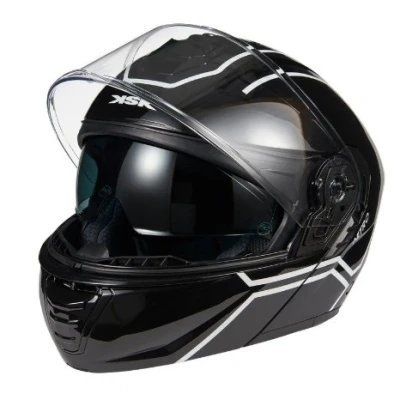 Afbeelding van KSK LINERGLOW000 Klaphelmen black/white transparant gelakt XS, 53 54 cm ECE 22.06 voor de winter, zomer