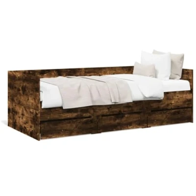 Afbeelding van vidaXL Slaapbank met lades 90x200 cm bewerkt hout gerookt eikenkleurig