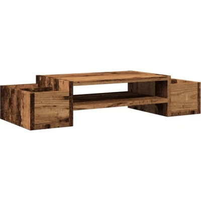 Afbeelding van vidaXL Monitorstandaard met opbergruimte 70x27x15 cm hout oud