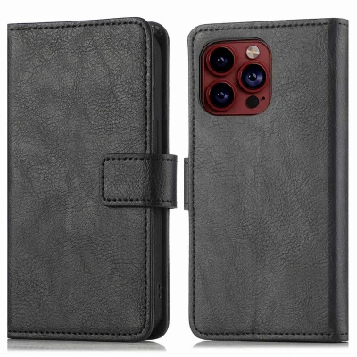 Afbeelding van iMoshion Hoesje Geschikt voor iPhone 15 Pro Met Pasjeshouder Luxe Bookcase Zwart
