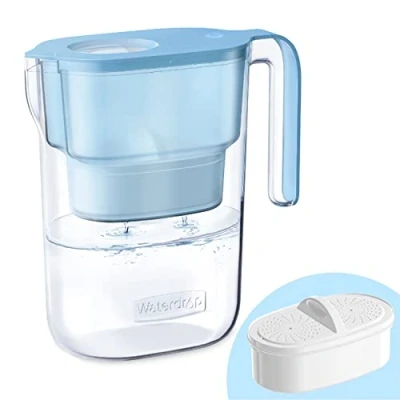 Afbeelding van Waterdrop Elfin koelkast waterfilter met filter 3 maanden, 2,5 l, vermindert fluoride, chloor en meer, NSF gecertificeerd, BPA vrij, blauw (vervangingsfilter: WD PF 01A Plus)