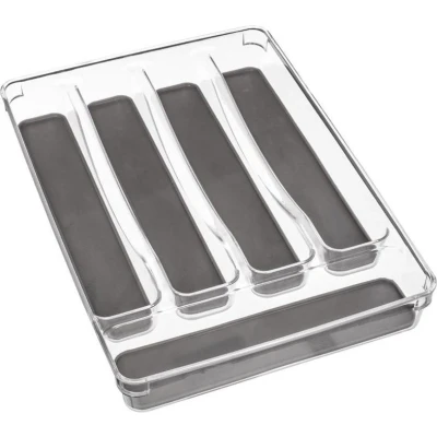 Afbeelding van Bestekbak/keuken organizer Tidy Smart 6 vaks grijs transparant kunststof 40 x 32 cm