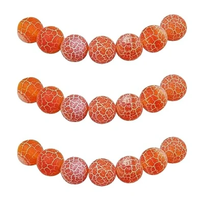 Afbeelding van MJDCB 8 mm 43 stuks oranje stenen kralen agaat gebarsten ronde losse natuurlijke halfedelsteen voor het maken van sieraden armbanden kettingen