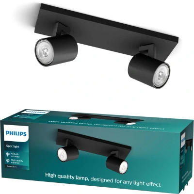Afbeelding van Philips Runner opbouwspot 2 lichts zwart