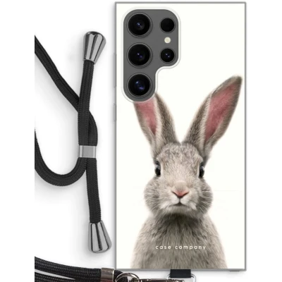 Afbeelding van Case Company® hoesje met Koord geschikt voor Samsung Galaxy S24 Ultra Daisy Telefoonhoesje Zwart Bescherming aan alle Kanten en Over de Schermrand
