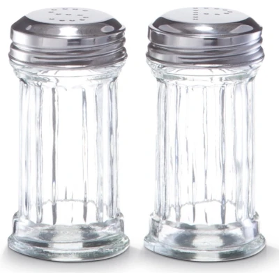 Afbeelding van Zeller Peper en zout stel glas/metaal D5 x H9,5 cm vaatjes/strooiers