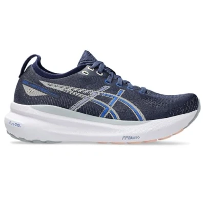 Afbeelding van Asics Gelkayano 31 Hardloopschoenen voor op de weg, Dames, Maat: 43.5, Indigo blue/pure silver Textiel/ synthetisch