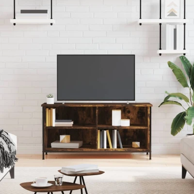 Afbeelding van Tv meubel 100x40x50 cm bewerkt hout gerookt eikenkleurig