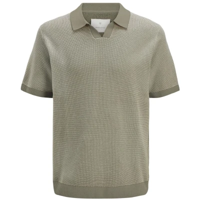 Afbeelding van Jack &amp; Jones Premium Jprcceaston Split NECK Poloshirt, Heren, Maat: Medium, Tea leaf