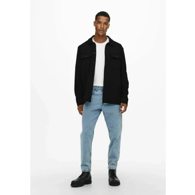 Afbeelding van Only &amp; Sons Overhemd Onsnewkodyl Overshirt Sweat Noos 22021279 Black Mannen Maat M