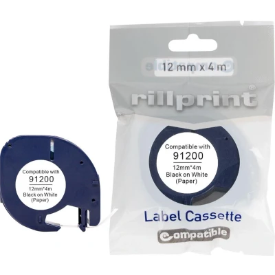 Afbeelding van Rillprint compatible LetraTAG tape voor Dymo 91200, 12 mm, papier, wit