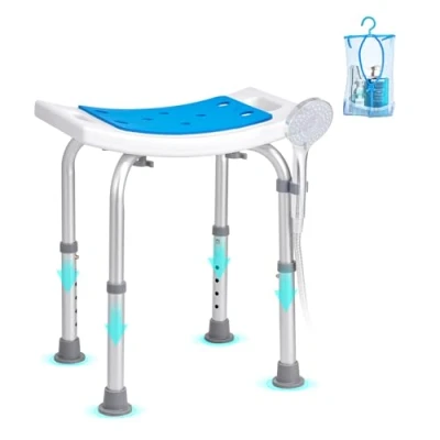 Image de VEVOR Siège de Douche Antidérapant Hauteur Réglable 360 490 mm Tabouret Charge 158,8 kg Chaise en Alu et PE Aide à la pour Personnes Âgées Femmes Enceintes Salle Bain
