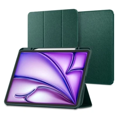 Afbeelding van Spigen Urban Fit Hoesje Geschikt voor Apple iPad Air 13 (2024) Back Cover met Pencil Houder Groen